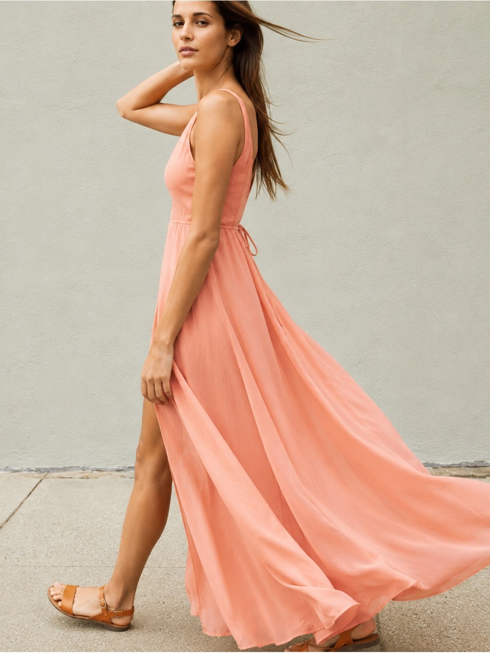 Christy Dawn‎ The Sarita Dress Apricot Size XS Peach Pink Orange Maxi Wrap